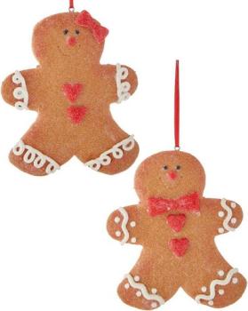 Kurt Adler D2876 - Gingerbread Glitter Clay Dough,Größe 4,5" (12 cm) -2er SET-